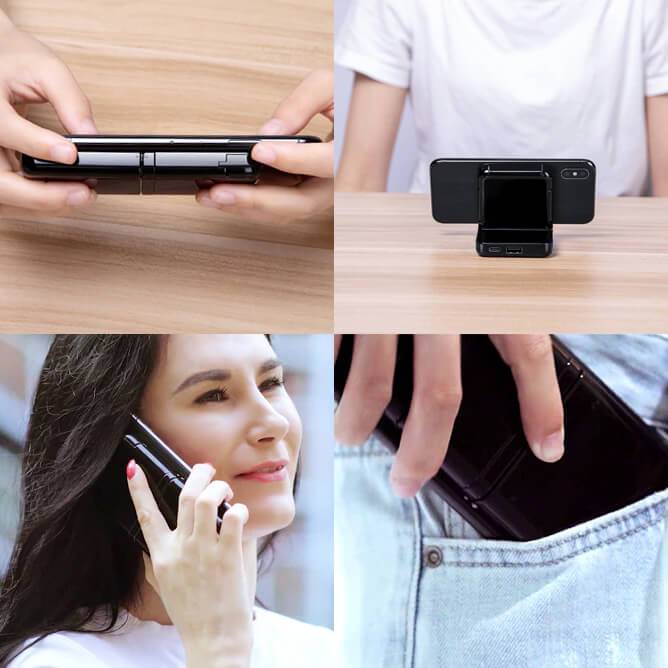 Double Bluetooth Earphone Bracelet, Folding Paste Charging Mobile Power Bank