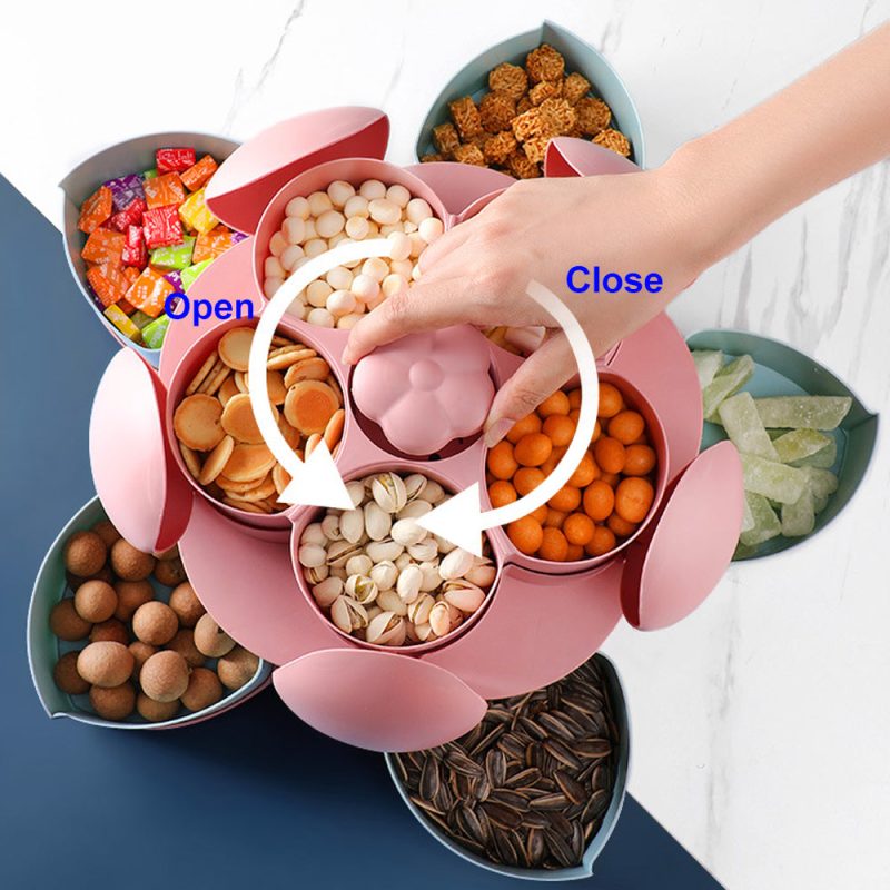 Two-Layer Rotating Flower Candy Snack Box - Image 2