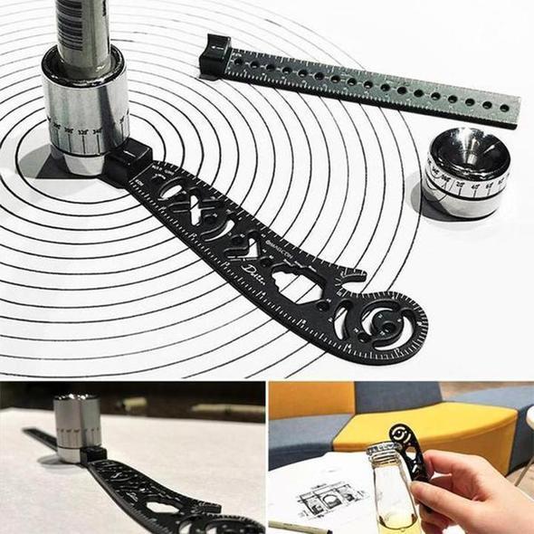 Versatile Portable Design Tool Multi-function Drawing Ruler