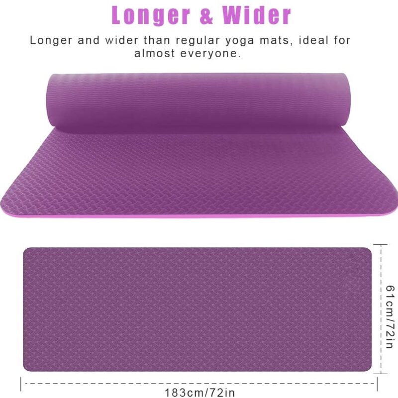 Yoga Mat Non Slip Fitness Exercise Mat High Density Padding to Avoid Sore Knees, Perfect for Yoga, Pilates and Fitness, Anti – Tear, Sweat – Proof, 1/4 Inch Thick