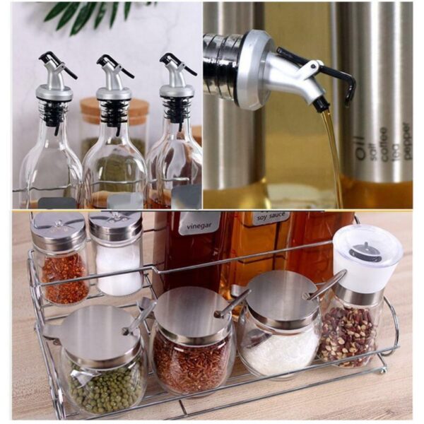 Glass Olive Oil Vinegar Dispenser Pourer Seasoning Bottle Plug Kitchen Cook Tool