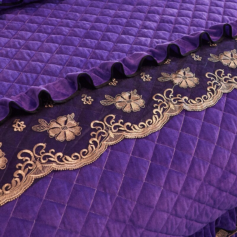 Luxury Lace Crystal Velvet  Bedding Set Duvet Cover