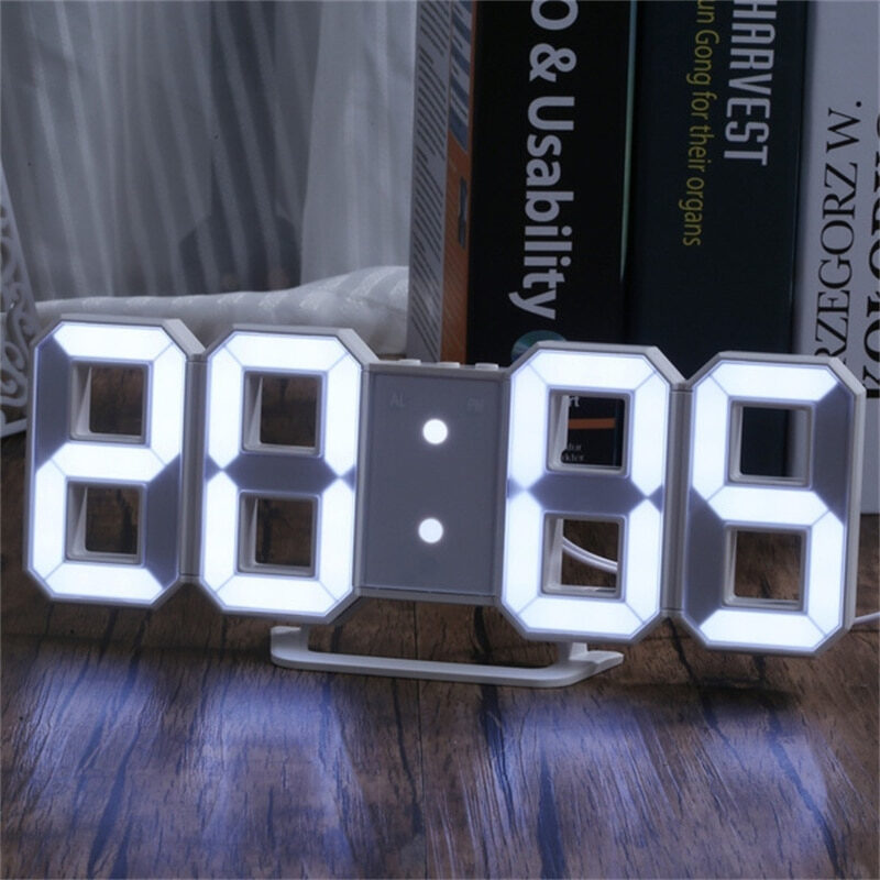 LED Digital Wall Clock with 3 levels Brightness Alarm