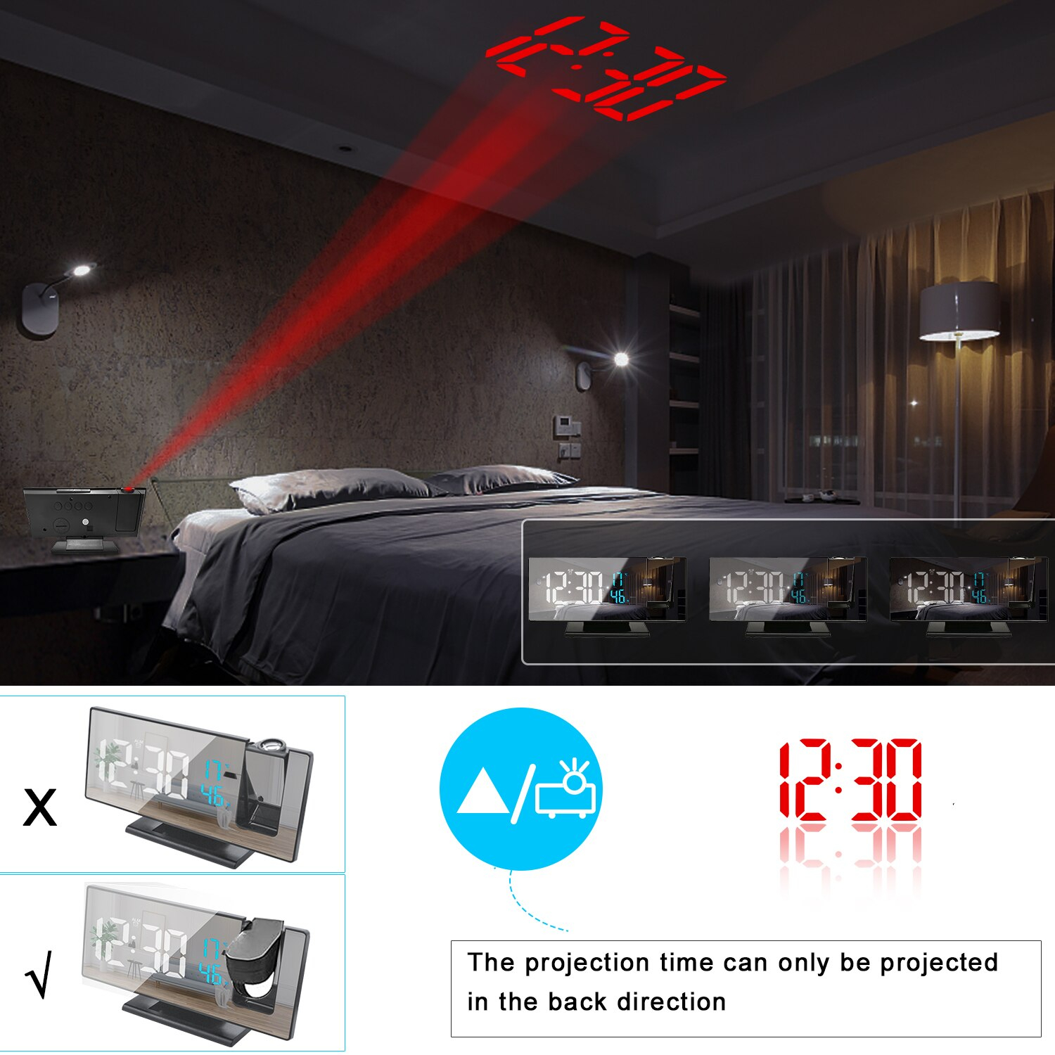 New 3D Projection Alarm Digital Clock