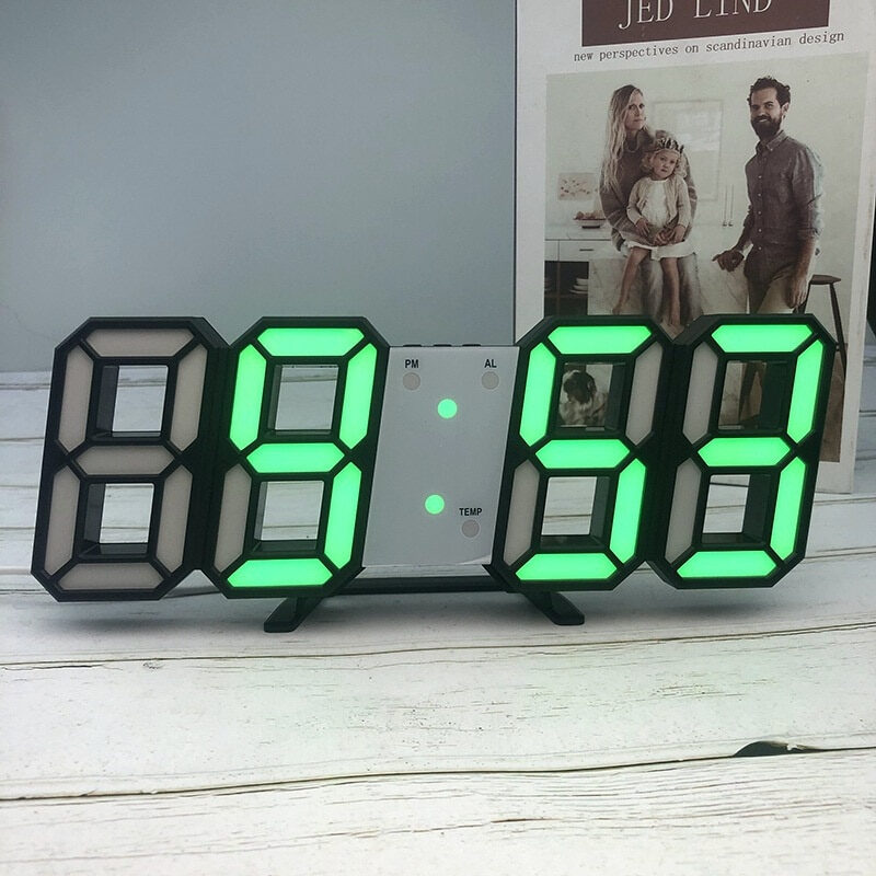 LED Digital Wall Clock with 3 levels Brightness Alarm