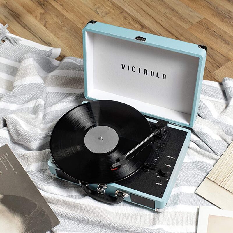 Bluetooth Portable Suitcase Record Player with Built-in Speakers