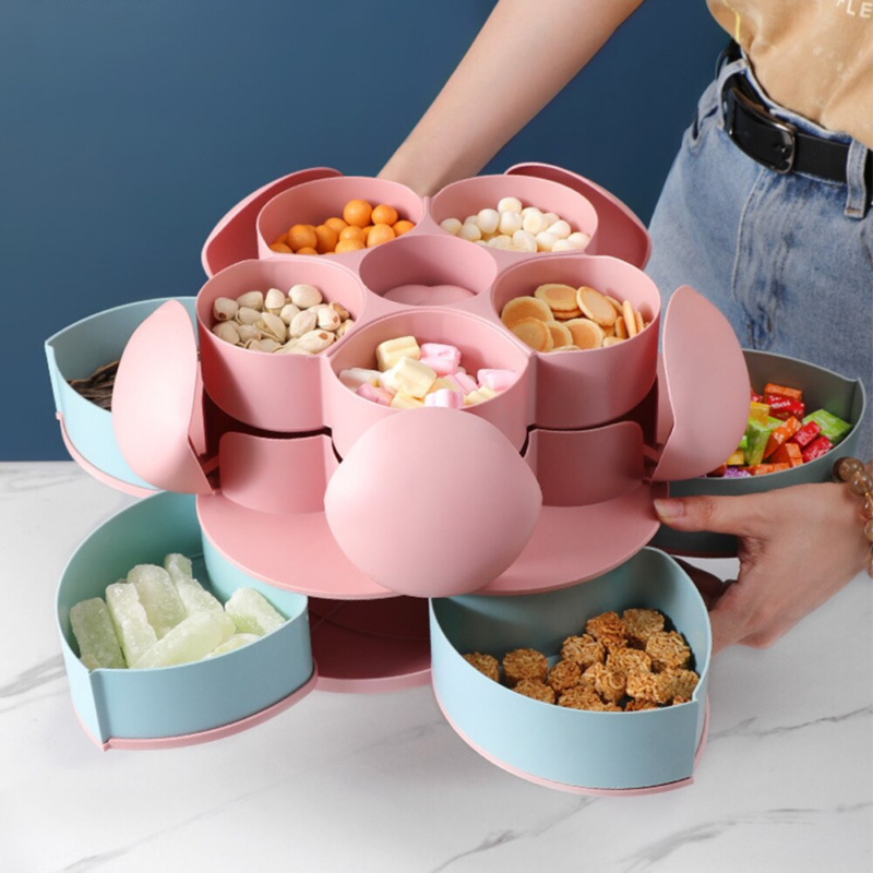 Two-Layer Rotating Flower Candy Snack Box