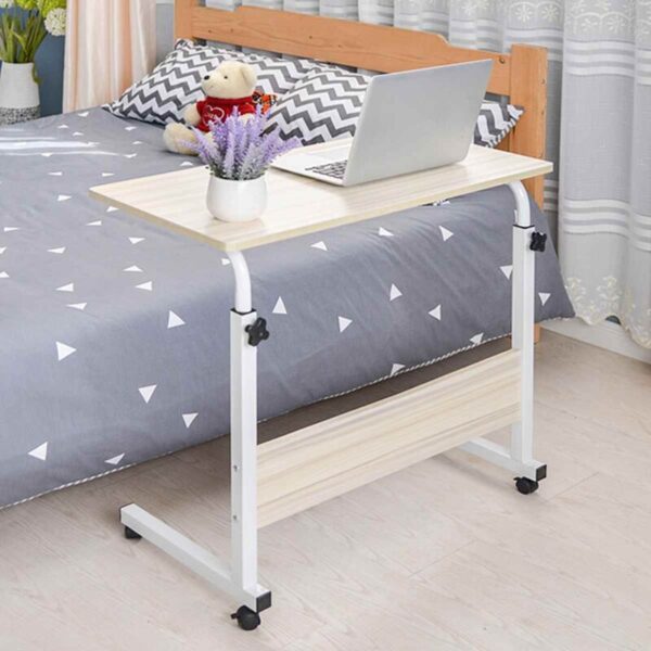 Medacure Bedside Table with Wheels – Overbed Table Hospital Bed – Home, Food, Laptop, Reading – Adjustable Height