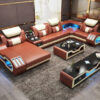 Modern Led Living Room Leather Sofa - Image 6